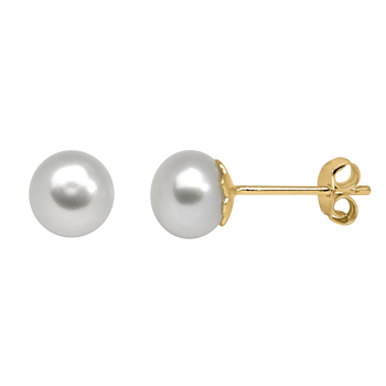 Ørestikker i forgyldt sølv med ferskvandsperle, 7 mm – Støvring Design