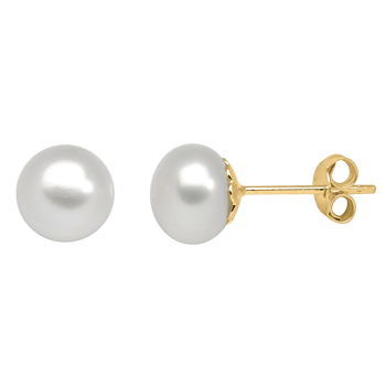 Ørestikker i forgyldt sølv med ferskvandsperle, 8 mm – Støvring Design