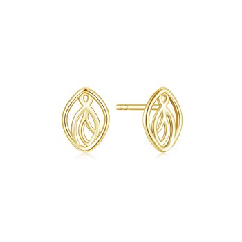 Ørestikker i forgyldt sølv, 9 x 6 mm – Støvring Design