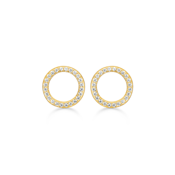Ørestikker i forgyldt sølv med zirkonia, 10 x 1,6 mm – Støvring Design