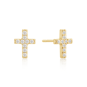 Ørestikker i forgyldt sølv med klar zirkonia, 8 x 6 mm – Støvring Design