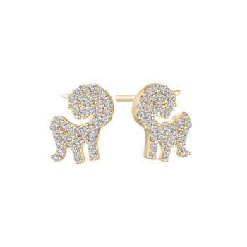 Ørestikker i forgyldt sølv med zirkonia, 10,8 x 10,8 mm – Støvring Design