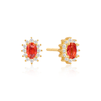 Ørestikker i forgyldt sølv med zirkonia, 8,4 x 6,4 mm – Støvring Design