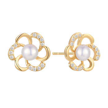 Ørestikker i forgyldt sølv med zirkonia, 10,6 x 10 mm – Støvring Design