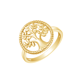 Ring i forgyldt sølv med livets træ – Støvring Design