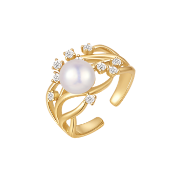 Ring i forgyldt sølv med klar zirkonia – Støvring Design