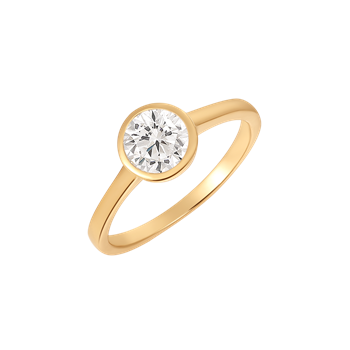 Ring i forgyldt sølv med klar rund zirkonia – Støvring Design