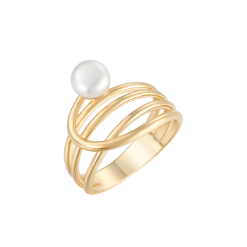 Ring i forgyldt sølv med ferskvandsperle – Støvring Design