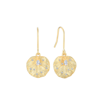 Ørehængere i forgyldt sølv med zirkonia, 13,5 x 14,5 mm – Støvring Design