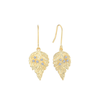 Ørehængere i forgyldt sølv med zirkonia, 19 x 13 mm – Støvring Design