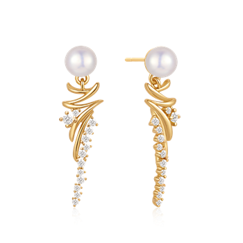 Ørehængere i forgyldt sølv med zirkonia, 29 x 6 mm – Støvring Design