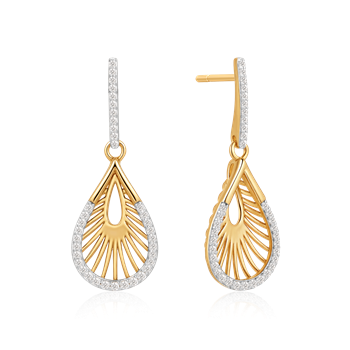 Ørehængere i forgyldt sølv med zirkonia, 32 x 11 mm – Støvring Design