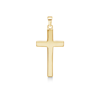 Vedhæng i forgyldt sølv med kors, 15 x 26 mm – Støvring Design