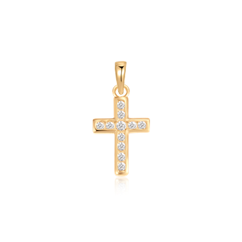 Vedhæng i forgyldt sølv med zirkonia, 15,3 x 12,4 mm – Støvring Design