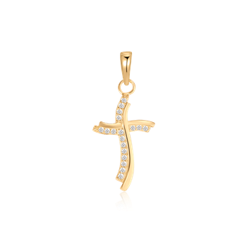 Vedhæng i forgyldt sølv med zirkonia, 19,2 x 12 mm – Støvring Design