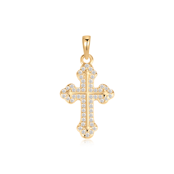 Vedhæng i forgyldt sølv med klar zirkonia, 20 x 14 mm – Støvring Design