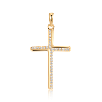 Vedhæng i forgyldt sølv med zirkonia, 21 x 17 mm – Støvring Design