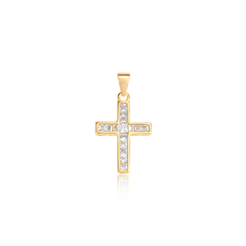 Vedhæng i forgyldt sølv med klar zirkonia, 20 x 14 mm – Støvring Design
