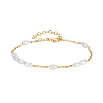 Armbånd i forgyldt sølv med gul ferskvandsperle, 17 cm – Støvring Design