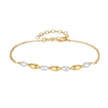 Armbånd i forgyldt sølv med klar ferskvandsperle – Støvring Design