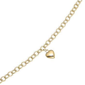 Armbånd i forgyldt sølv med hjerte, 16 cm – Støvring Design