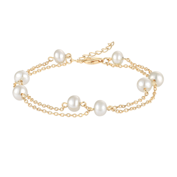 Armbånd i forgyldt sølv med klar perle – Støvring Design