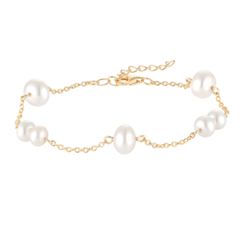 Armbånd i forgyldt sølv med klar perle – Støvring Design
