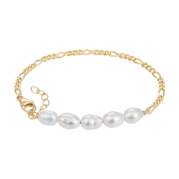 Armbånd i forgyldt sølv med klar oval ferskvandsperle – Støvring Design