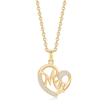 Halskæde i forgyldt sølv med zirkonia, 15x 17 mm – Støvring Design
