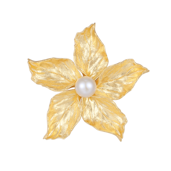 Broche i forgyldt sølv med ferskvandsperle, 11 x 1,4 mm – Støvring Design