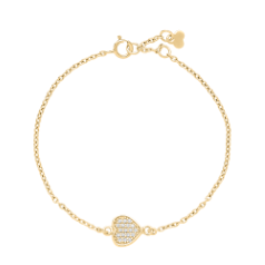Armbånd hjerte 8x8 mm zirkonia 16-18cm forgyldt sterling sølv