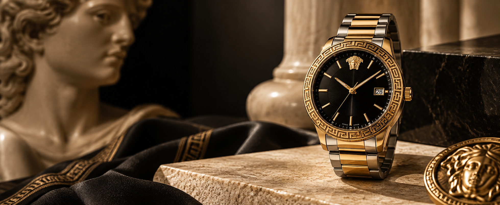 Versace ur med Medusa og Greca detaljer