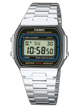 Casio A164WA-1VES herreur i rustfrit stål med lænke