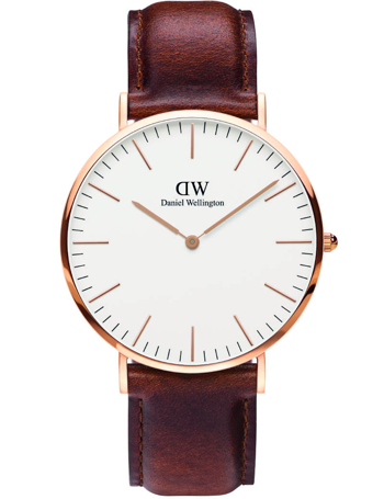 Daniel Wellington Classic St. Mawes herreur med brun kalvelæderrem