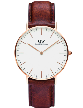 Daniel Wellington CLASSIC ST. MAWES Rose dameur i rosaforgyldt med brun læderrem