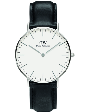 Daniel Wellington CLASSIC SHEFFIELD STEEL dameur i stålfarvet med sort læderrem