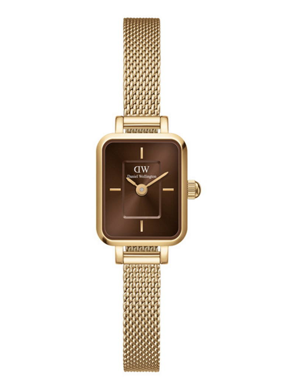 Daniel Wellington Quadro Mini Evergold Amber dameur med mesh-lænke