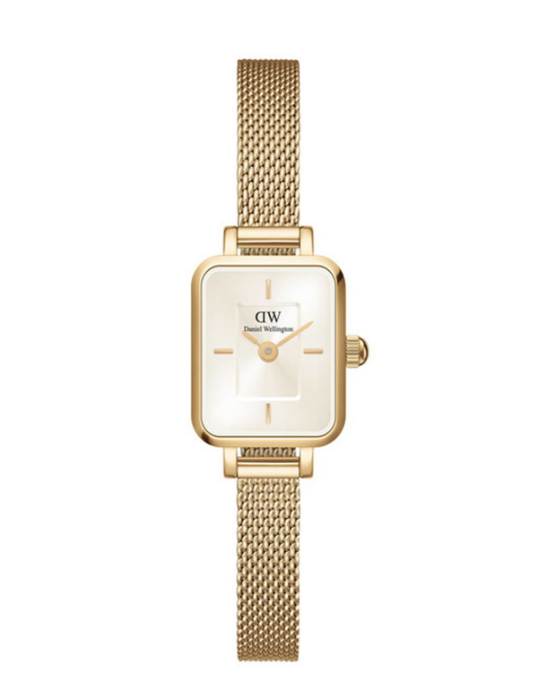 Daniel Wellington Quadro Mini Evergold Champagne dameur med mesh-lænke