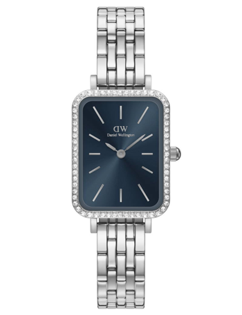 Daniel Wellington Quadro Bezel dameur med urskive i blå med solstråleslib