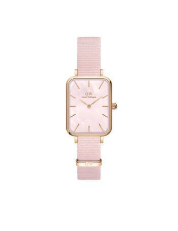 Daniel Wellington Quadro dameur med rosaforgyldt meshlænke
