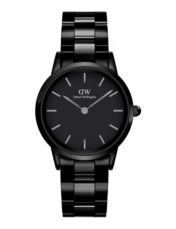 Daniel Wellington Iconic Ceramic dameur med lænke i sort stål og keramik