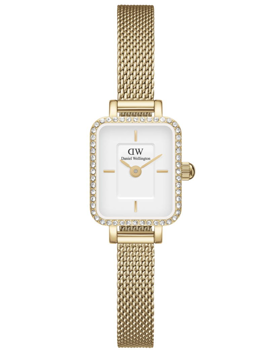 Daniel Wellington Quadro Mini Lumine Bezel Gold dameur med hvid urskive