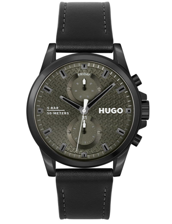 HUGO Run herreur i stål med læderrem – 1530313