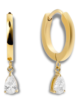 Mockberg Belle Gold Hoops White Ørering - Mockberg hos Houmann.dk