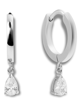 Mockberg Belle Silver Hoops White Ørering - Mockberg hos Houmann.dk