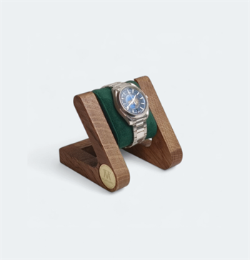 Watch stand i mørk egetræ - læg dit ur med stil! - to farver puder