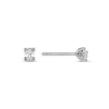 The One Oval ørestikkere, med i alt 0,26 ct Diamant i 14 kt hvidguld