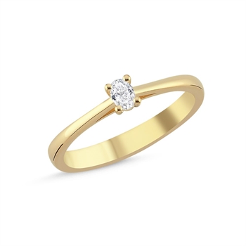 The One Oval fingerring, med i alt 0,13 ct Diamant i 14 kt guld