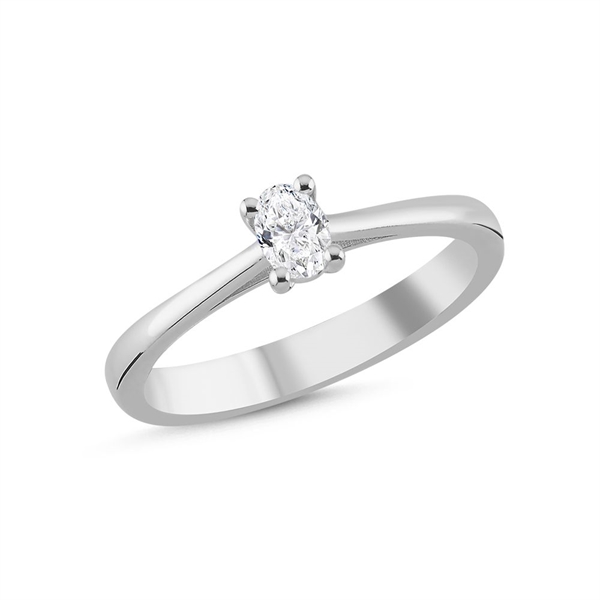 The One Oval fingerring, med i alt 0,23 ct Diamant i 14 kt hvidguld