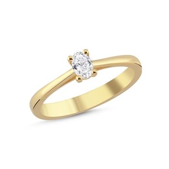The One Oval fingerring, med i alt 0,23 ct Diamant i 14 kt guld